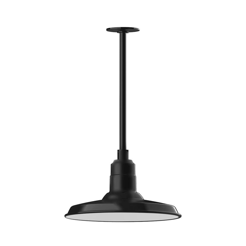 Black LED stem mount pendant light with round bottom shade and dark stem