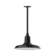 Black stem-mounted pendant lamp with round shade