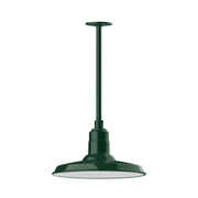 Forest green LED stem mount pendant with round canopy and straight down stem