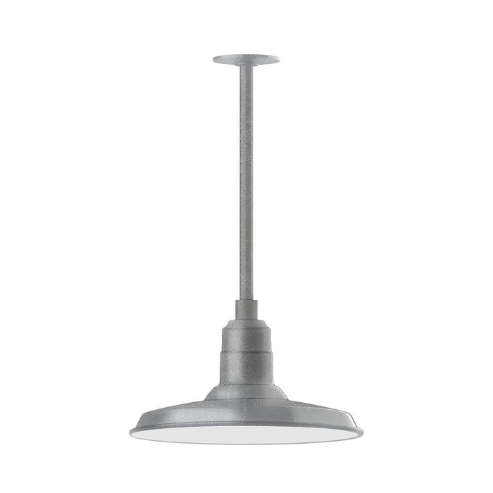 Warehouse 14" pendant, stem mount in Painted Galvanized