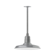 Gray stem mount pendant with round shade and vertical metal stem