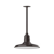 Architectural bronze stem-mount pendant light with round bottom shade