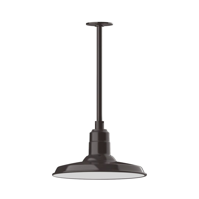 Architectural bronze LED stem-mount pendant with round bell shade