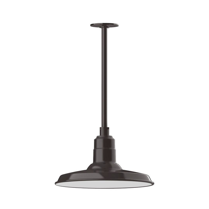 Warehouse 14" pendant, stem mount in Architectural Bronze