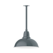 Slate gray 16 in stem-mount pendant light with domed shade and straight stem