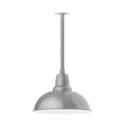Painted galvanized LED pendant light with dome shade and straight stem, 16 in.