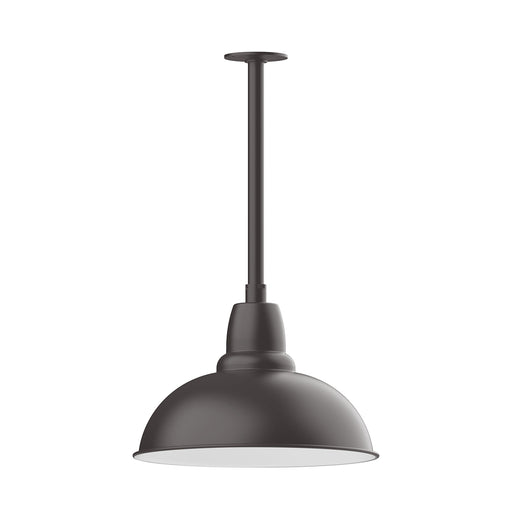 Bronze matte stem mount pendant with domed bell shade and short canopy