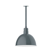 Slate gray pendant lamp with deep bowl shade and hanging stem