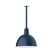 Navy deep-bowl pendant stem mount with cylindrical shade and hanging stem