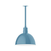 Light blue deep-bowl pendant shade with stem and base