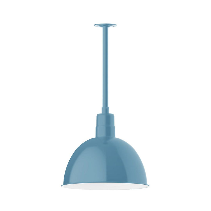 Light blue deep-bowl pendant shade with stem and base