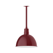 Barn red pendant stem mount with deep bowl shade