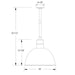 Deep Bowl 16" LED Pendant, stem mount in Forest Green Line Drawing
