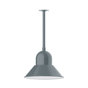 Slate gray dome pendant light with stem mount, 16 in shade