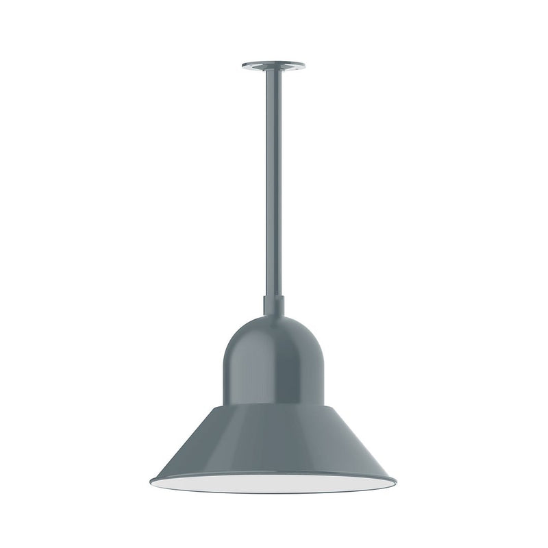 Slate gray dome pendant light with stem mount, 16 in shade