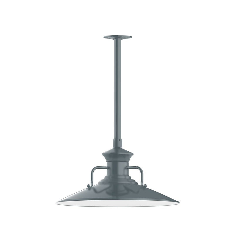 Slate gray 18 in lantern pendant light with stem mount