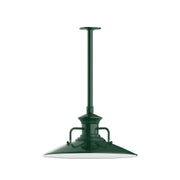 18-inch forest green pendant light with stem mount and wide bell shade