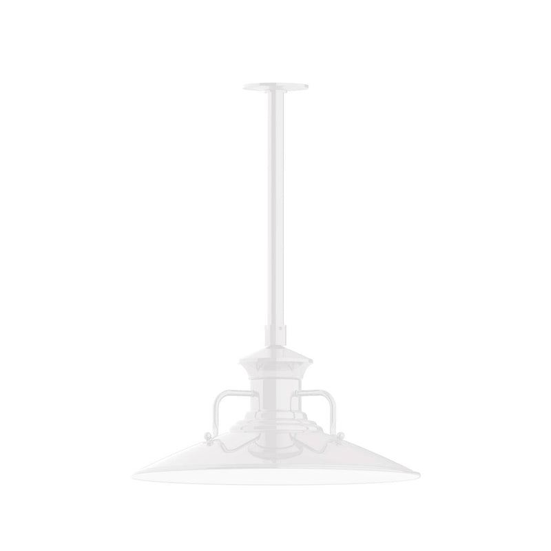 White 18-inch pendant light with stem mount and lantern-style base