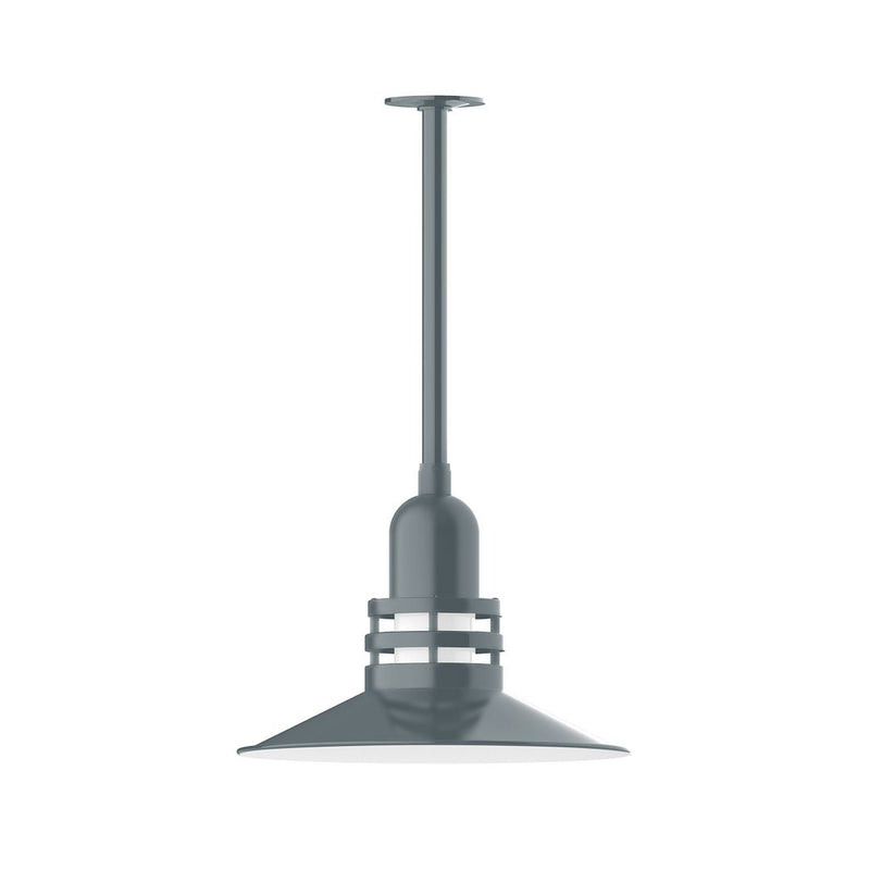Slate gray atomic 16 in pendant with stem mount and wide dome shade