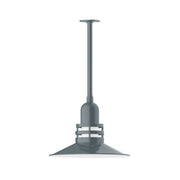 Slate Gray atomic-style 16 in pendant light with stem mount and dark shade