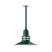 Forest Green atomic 16" pendant with stem mount and fluted banded collar