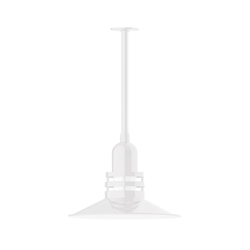 White Atomic 16-inch pendant with stem mount and flared shade