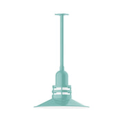 Sea green stem-mount pendant with wide dome shade and ribbed band
