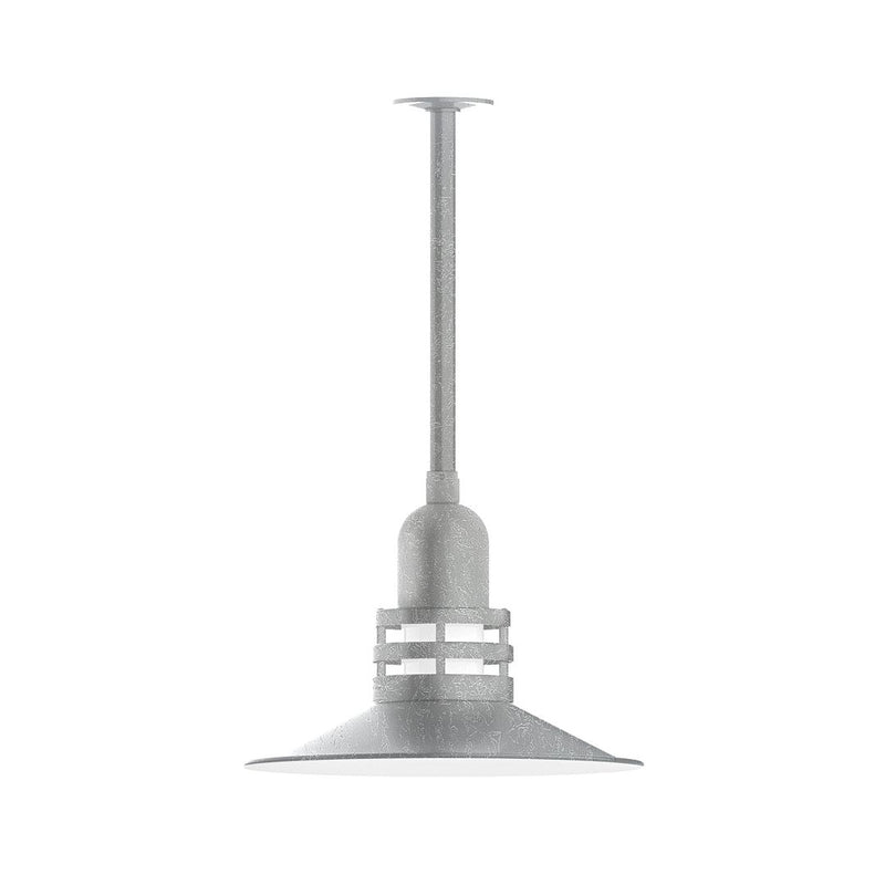 Atomic 16 in pendant with painted galvanized stem and dome shade