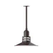 Architectural Bronze 16 in pendant light with bell shade and stem mount