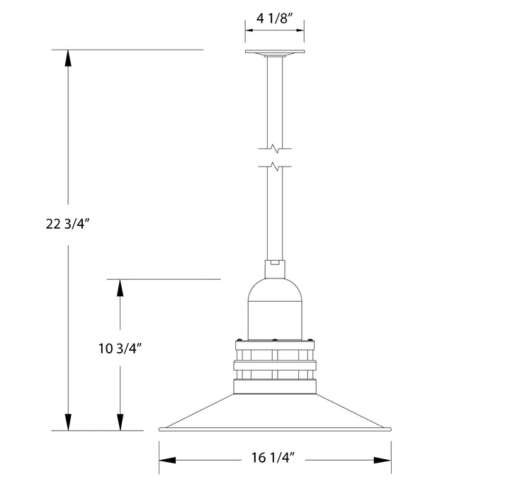 Atomic 16" pendant, stem mount in Slate Gray Line Drawing
