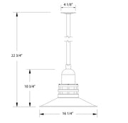 Pendant light dimension diagram: 16 1/4 in width, 22 3/4 in height