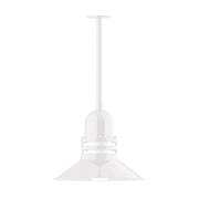 White stem-mounted pendant light with flared dome shade