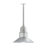 Atomic 16 in pendant light with stem mount, painted galvanized gray metal shade