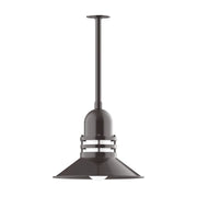 Architectural bronze pendant light with stem mount and flared reflector