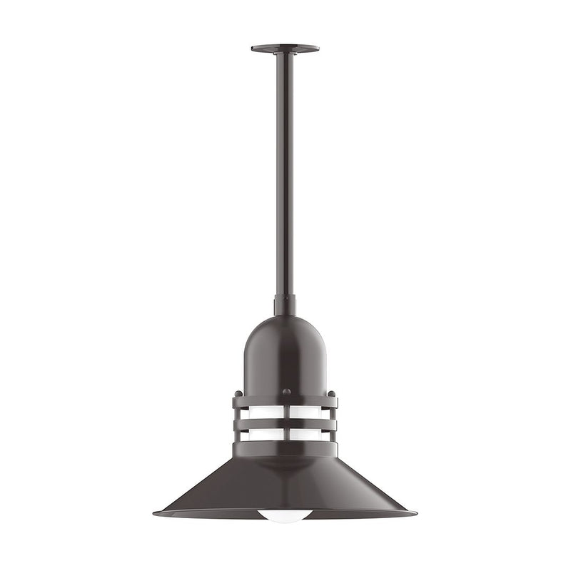 16 in atomic pendant light with stem mount, dark bronze dome shade