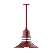 Barn Red 16 in atomic pendant light with long stem and metal shade