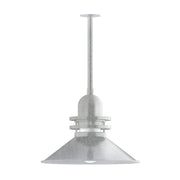 20" metal pendant light with painted galvanized stem mount and bell-shaped shade