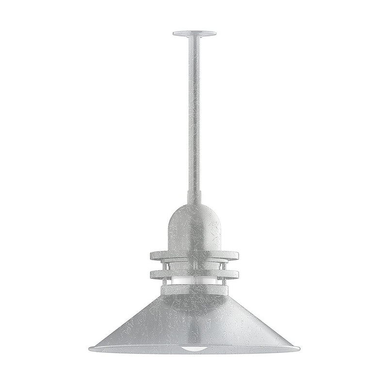 20-inch Atomic pendant light with metal shade and painted galvanized stem mount