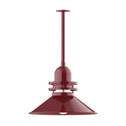 Barn Red atomic-style 20 in pendant light with stem mount and flared shade