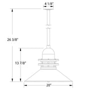 Pendant dimensions drawing, 20 in width and 26 3/8 in height