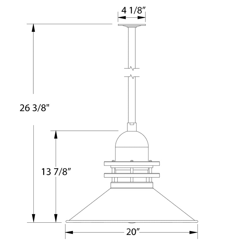 Barn Red pendant light dimensions: 20 in wide flared shade on stem mount
