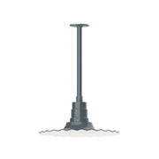 Slate gray stem-mount pendant with decorative radial base and straight hanging rod