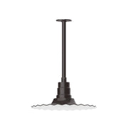 Architectural bronze pendant light with stem mount and scalloped radial canopy base