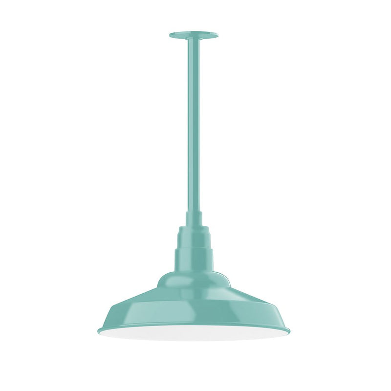 Sea green stem-mount pendant with dome shade and straight downrod