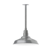 Painted galvanized stem mount pendant light with dome shade in gray
