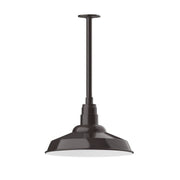 Architectural bronze stem-mount pendant with dome shade and vertical stem