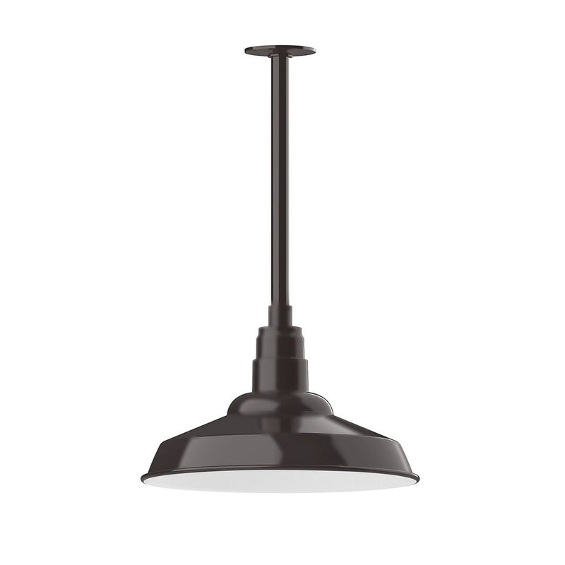 Architectural bronze stem mount pendant with flared metal shade