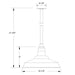 Warehouse 16" pendant, stem mount in Painted Galvanized Line Drawing