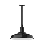 Black LED stem-mount pendant with domed metal shade, matte finish