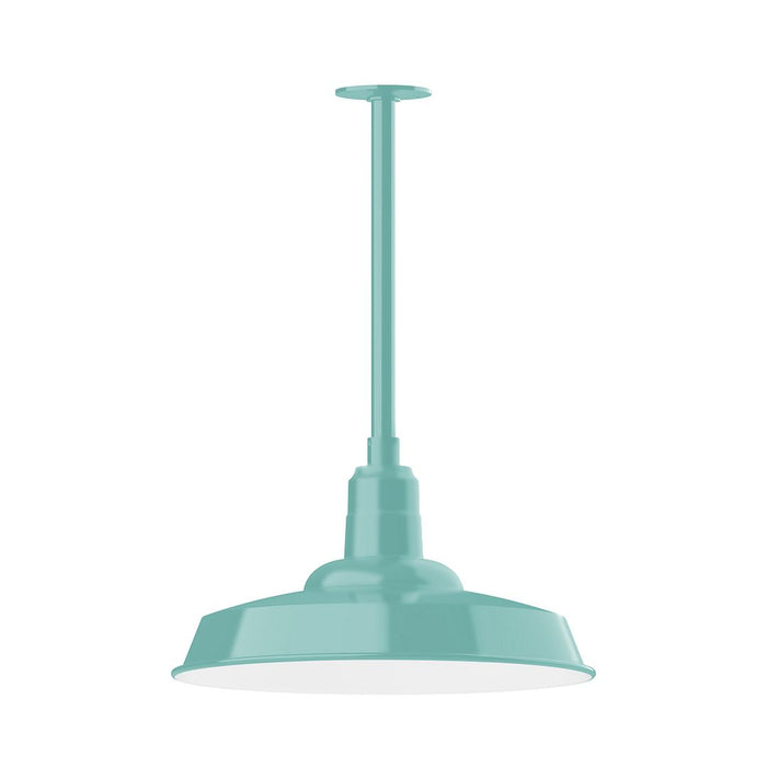 Warehouse 18" LED Stem Mount Pendant Light in Sea Green